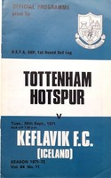 Program mecz Tottenham Hotspur FC - IBK Keflavik, Puchar UEFA (28.9.1971)