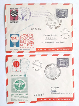 Koperty FDC Zawody Balonowe - Międzynarodowe Targi Poznańskie 1964 i 1965 (Polska)