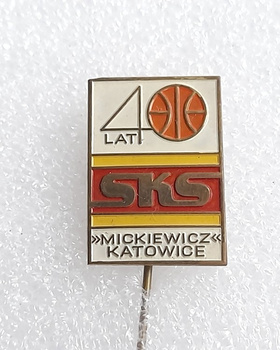 Odznaka 40 lat SKS Mickiewicz Katowice koszykówka (PRL, lakier)