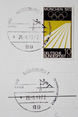 13 kart pocztowych oficjalne plakaty Igrzysk Olimpijskich Monachium 1972 ze stemplami FDC (Niemcy)