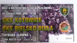 Bilet mecz GKS Katowice - BKS Bielsko-Biała, IV liga (18.6.2006)