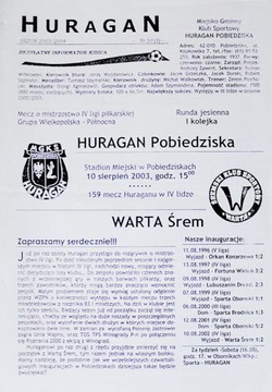 Program Huragan Pobiedziska - Warta Śrem IV liga (10.08.2003)