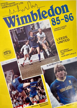 Program mecz Wimbledon Londyn - Leeds United Division Two (7.12.1985)