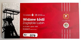 Bilet kolekcjonerski mecz RTS Widzew Łódź - Zagłębie Lubin PKO BP Ekstraklasa (16.10.2022)