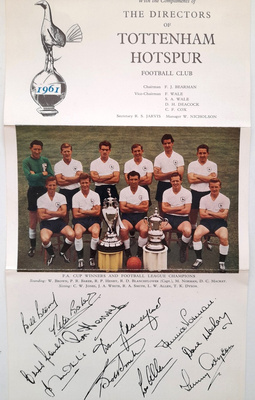 Informator Tottenham Hotspur Londyn mistrz Anglii i zdobywca Pucharu Anglii 1961