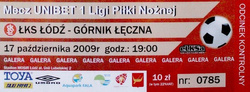 Bilet ŁKS Łódź - Górnik Łęczna I liga (17.10.2009)