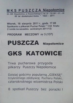 Program Puszcza Niepołomice - GKS Katowice Puchar Polski 1/32 (16.08.2011)
