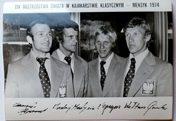 Pocztówka Osada K-4 brązowi medaliści XIV Mistrzostw Świata Meksyk 1974 (kajakarstwo)