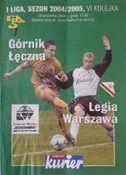 Program Górnik Łęczna - Legia Warszawa I liga (19.09.2004)