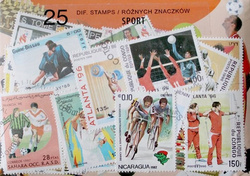 Znaczki pocztowe sport (25 sztuk)