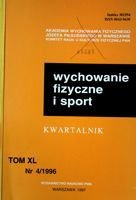Kwartalnik Wychowanie fizyczne i sport Tom XL nr 4/1996