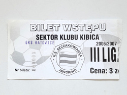 Bilet mecz Szczakowianka Jaworzno - GKS Katowice, III liga (21.10.2006) - Sektor Klubu Kibica