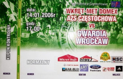 Bilet AZS Częstochowa - Gwardia Wrocław Plus Liga (14.01.2006)