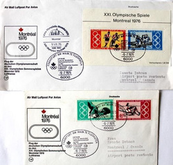 2 koperty FDC Igrzyska Olimpijskie Montreal 1976. Lot reprezentacji RFN (Niemcy)