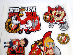 Naklejki RTS Widzew Łódź dla młodych kibiców (zestaw 8 sztuk)