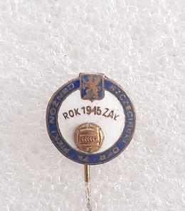 Odznaka Szczeciński Okręgowy Związek Piłki Nożnej, z nakładką (PRL, emalia)