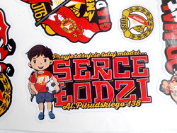 Naklejki RTS Widzew Łódź dla młodych kibiców (zestaw 8 sztuk)