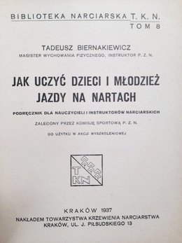Jak uczyć dzieci i młodzież jazdy na nartach (1937)