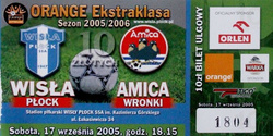 Bilet Wisła Płock - Amica Wronki Idea Ekstraklasa (17.09.2005)