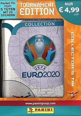 Metalowa puszka kolekcjonera i naklejki (25) Panini Euro 2020 (Tournament Edition) - wersja żółta