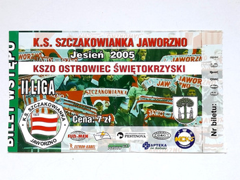 Bilet mecz Szczakowianka Jaworzno - KSZO Ostrowiec Świętokrzyski, II liga (10.9.2005)
