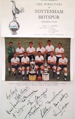 Informator Tottenham Hotspur Londyn mistrz Anglii i zdobywca Pucharu Anglii 1961