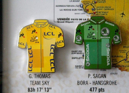 Zestaw 4 odznak koszulki liderów Tour de France 2018 w ramce (produkt oficjalny)