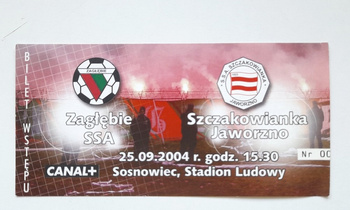 Bilet mecz Zagłębie Sosnowiec - Szczakowianka Jaworzno, II liga (25.9.2004)