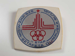 Odznaka Sztafeta Olimpijska Moskwa 1977-1978 MOiW ZHP, II Etap (PRL, plastik)