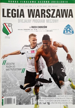 Program mecz Legia Warszawa - Ruch Chorzów, T-Mobile Ekstraklasa (25.5.2014)