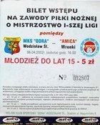 Bilet Odra Wodzisław Śląski - Amica Wronki I liga (06.04.2002)