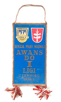 Proporczyk Arka Gdynia sekcja piłki nożnej - Awans do I ligi czerwiec 1974