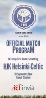 Program mecz HJK Helsinki - Celtic Glasgow, Puchar UEFA (28.9.2000)