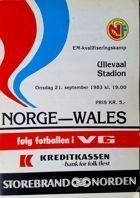 Program Norwegia - Walia eliminacje Mistrzostw Europy (21.09.1983)