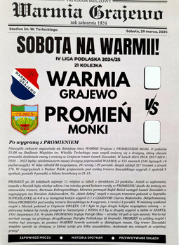 Program mecz Warmia Grajewo - Promień Mońki, IV liga podlaska (29.3.2025)