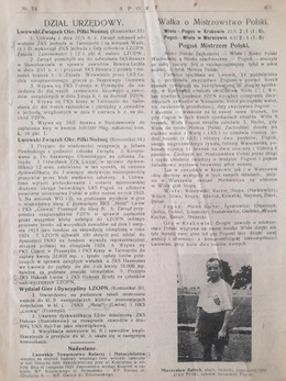 Gazeta Dwutygodnik Ilustrowany Sport, Lwów (nr 74, 8.11.1923)