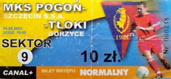 Bilet Pogoń Szczecin - Tłoki Gorzyce II liga (16.08.2003)