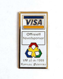 Odznaka Mistrzostwa Świata w narciarstwie klasycznym Ramsau 1999, sponsor Visa (produkt oficjalny)