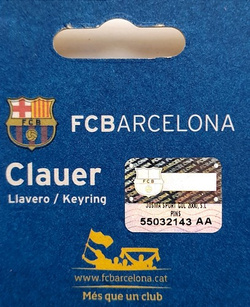 Brelok FC Barcelona z obrotowym herbem (produkt oficjalny)