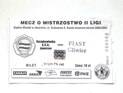 Bilet mecz Szczakowianka Jaworzno - Piast Gliwice, II liga (6.6.2004)
