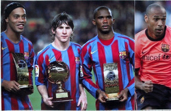 Zdjęcie piłkarze FC Barcelona: Ronaldinho, Messi, Eto'o, Henry