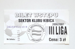 Bilet mecz Szczakowianka Jaworzno - Zagłębie II Lubin, III liga (7.10.2006)