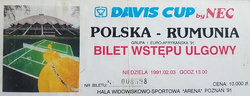 Bilet Puchar Davisa Polska - Rumunia (Poznań, 1-3 lutego 1991 r.)