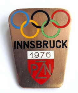 Odznaka Polski Związek Narciarski. Zimowe Igrzyska Olimpijskie Innsbruck 1976 duża (PRL, emalia)