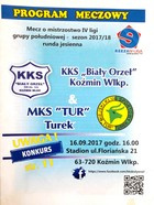 Program mecz KKS Biały Orzeł Koźmin Wlkp. - MKS Tur Turek, IV liga (16.9.2017)