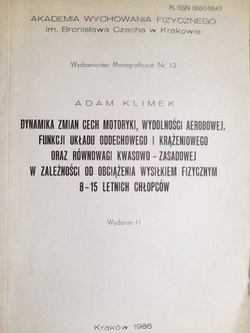 Dynamika zmian cech motoryki, wydolności aerobowej, funkcji układu oddechowego i krążeniowego oraz równowagi kwasowo-zasadowej