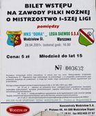 Bilet MKS Odra Wodzisław Śląski - Legia Warszawa I liga (28.04.2001)