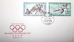Koperta Zimowe Igrzyska Olimpijskie Squaw Valley 1960 ze stemplem FDC (Czechosłowacja)
