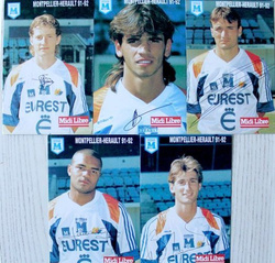 Pocztówki piłkarze Montpellier HSC sezon 1991-92 (5 sztuk)