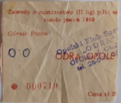 Bilet OKS Odra Opole - Górnik Pszów 3. liga (jesień 1989)